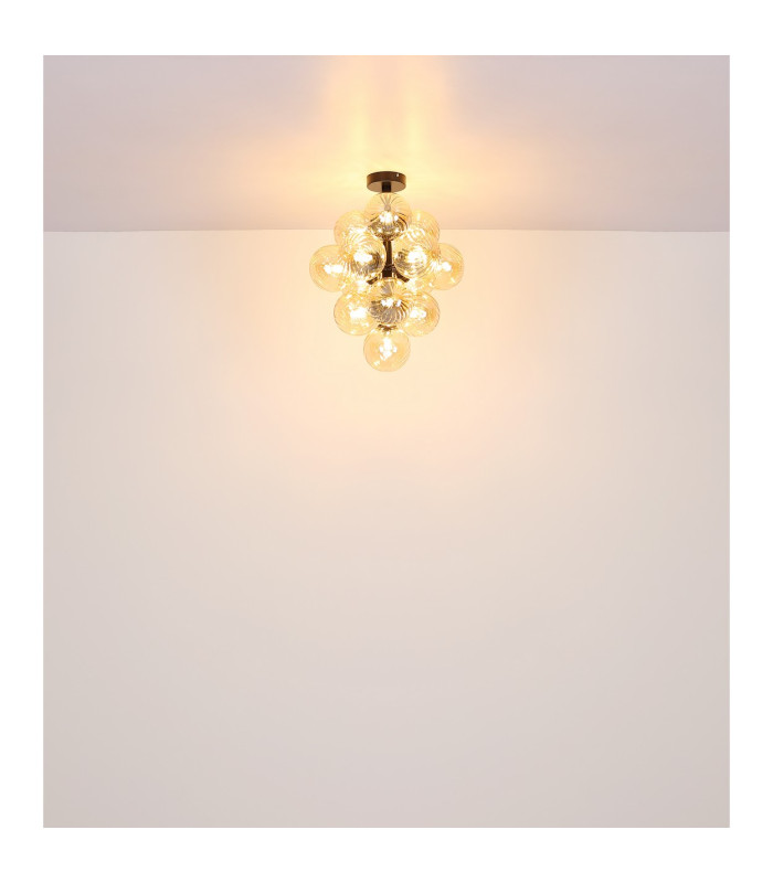 Conor Globe Ceiling Light Matt Black Balls Amber Glass Shade 13x G9-5