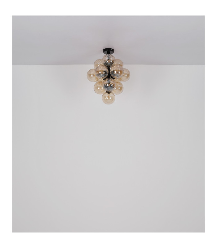 Conor Globe Ceiling Light Matt Black Balls Amber Glass Shade 13x G9-6