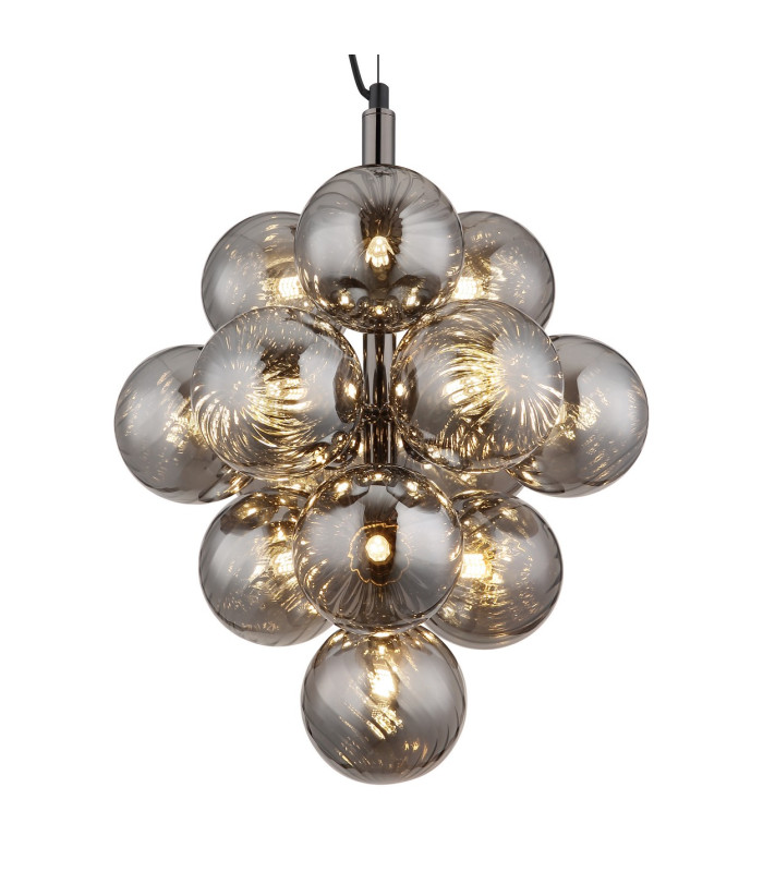 Conor Globe Pendant Ceiling Light Gunmetal Balls Smoke Glass Shade 13x G9-3