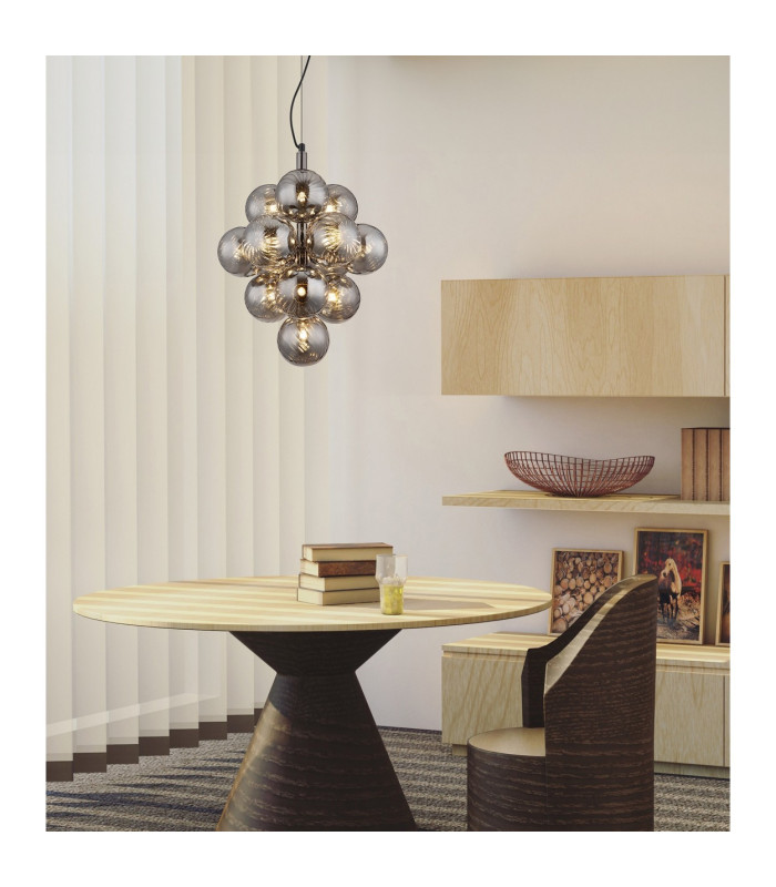 Conor Globe Pendant Ceiling Light Gunmetal Balls Smoke Glass Shade 13x G9-4