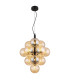 Conor Globe Pendant Ceiling Light Matt Black Balls Amber Glass Shade 13x G9-1