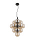 Conor Globe Pendant Ceiling Light Matt Black Balls Amber Glass Shade 13x G9-2