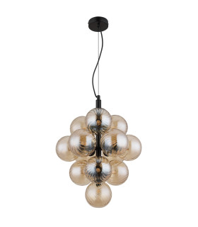 Conor Globe Pendant Ceiling Light Matt Black Balls Amber Glass Shade 13x G9-2