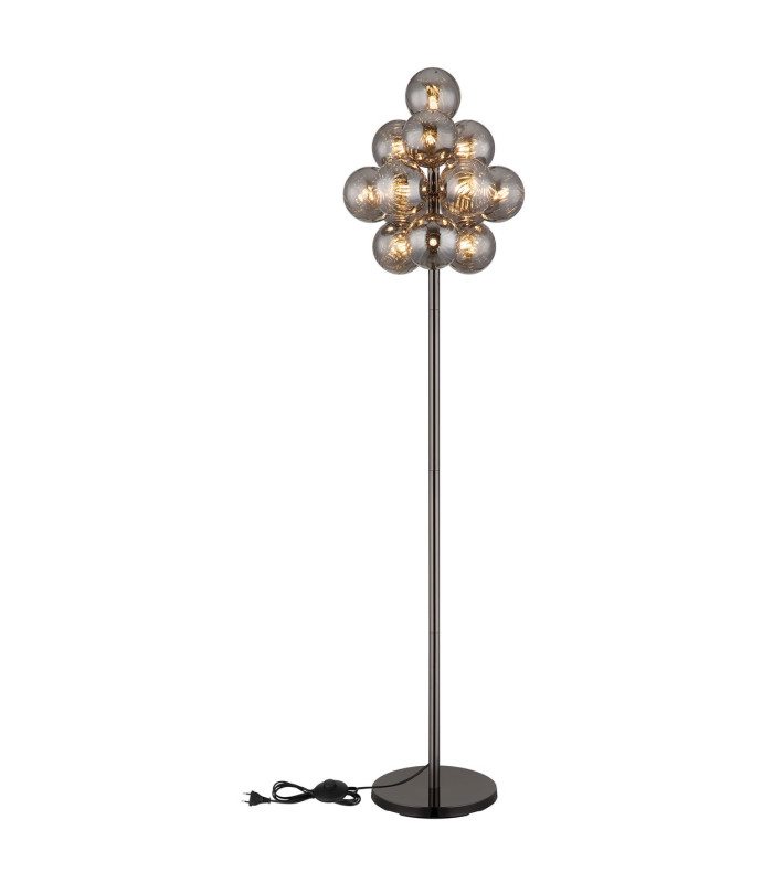 Conor Table Lamp Gunmetal Balls Smoke Glass Shade 13x G9-4