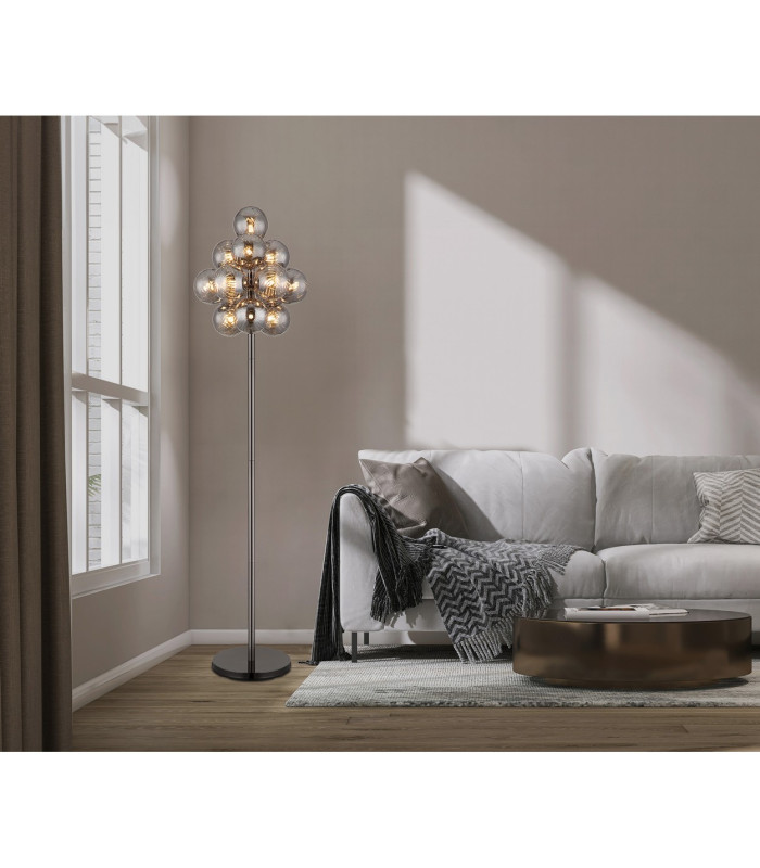 Conor Table Lamp Gunmetal Balls Smoke Glass Shade 13x G9-5