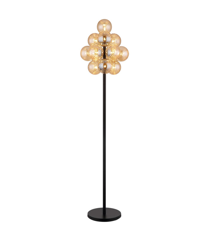 Conor Table Lamp Matt Black Balls Amber Glass Shade 13x G9-1