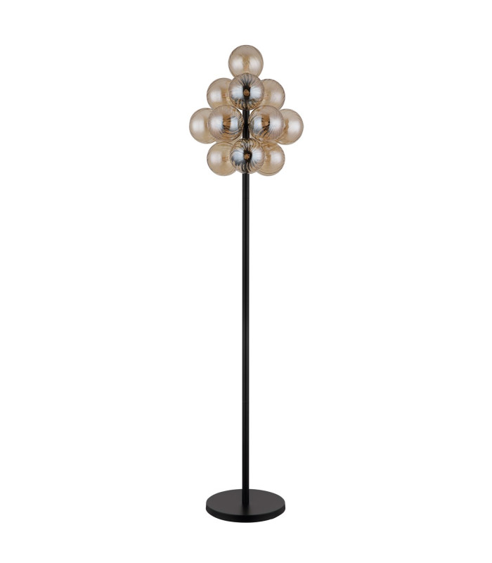 Conor Table Lamp Matt Black Balls Amber Glass Shade 13x G9-2