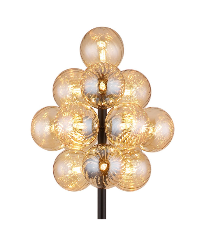 Conor Table Lamp Matt Black Balls Amber Glass Shade 13x G9-3