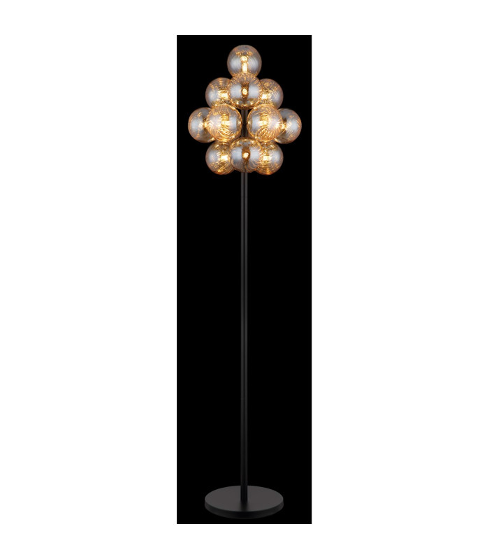 Conor Table Lamp Matt Black Balls Amber Glass Shade 13x G9-4