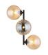 Conor Globe Wall Lights Matt Black Balls Amber Glass Shade 3x G9-3