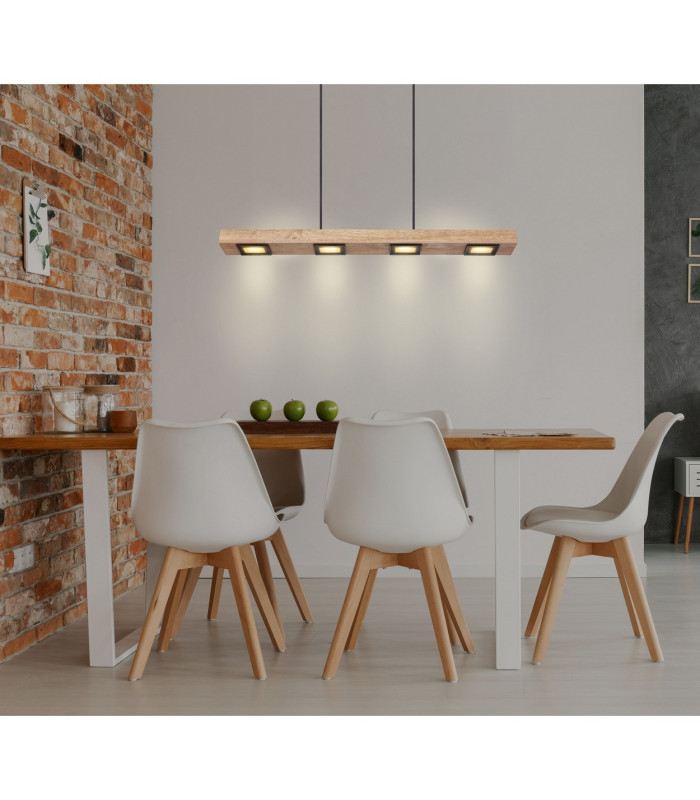 Joya Bar Pendant Ceiling Light Matt Black Satined Glass Shade 6x LED 3000K-6