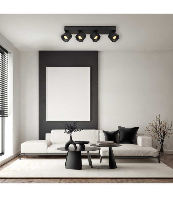 Rae Ceiling Spotlight Bar Matt Black 4x LED 3000K-7