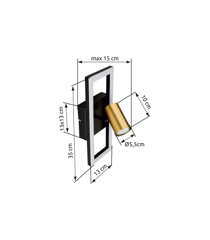 Marrie 1 Rectangle Integrated LED Wall Lamp Matt Black 8x LED 3000K-6