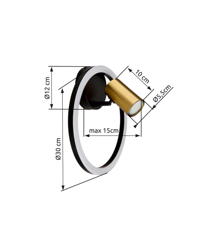Marrie 1 Ring Integrated LED Wall Lamp Matt Black 2x LED 3000K-5