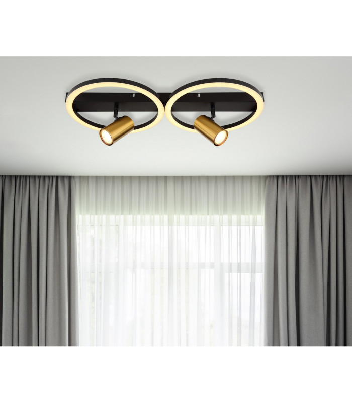 Marrie 2 Ring Integrated LED Wall Lamp Matt Black 2x LED 3000K-6