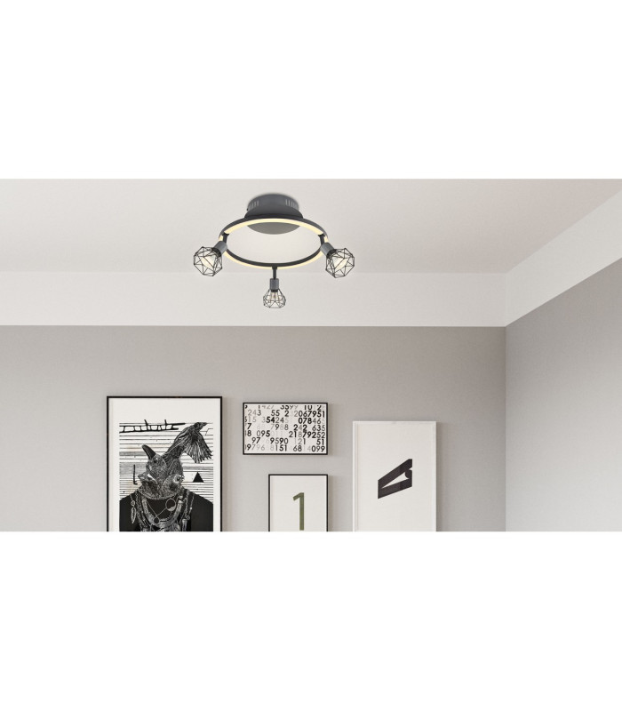 Jutta Integrated LED Semi Flush Ceiling Light Graphite 4x LED 3000K-6