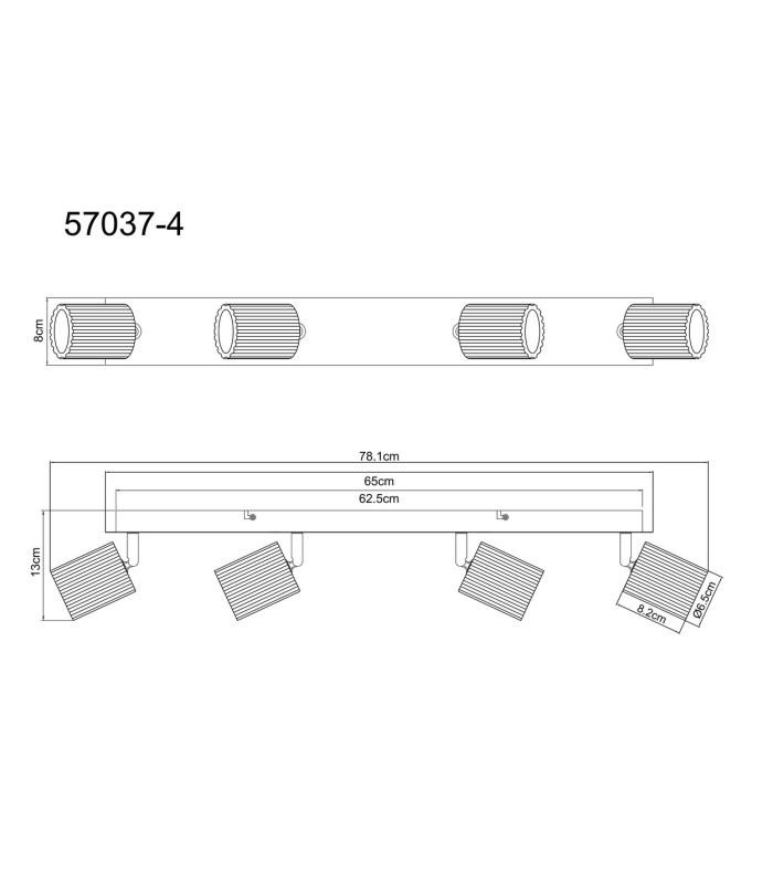 Wenzel Ceiling Spotlight Bar Matt Black 4x GU10-6