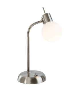 Loxy Desk Task Lamp Nickel Matt Opal Glass Shade 1x E14 3000K-1