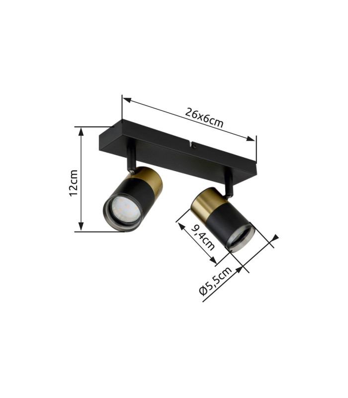 Brisbon Twin Ceiling Spotlight Matt Black 2x GU10-11