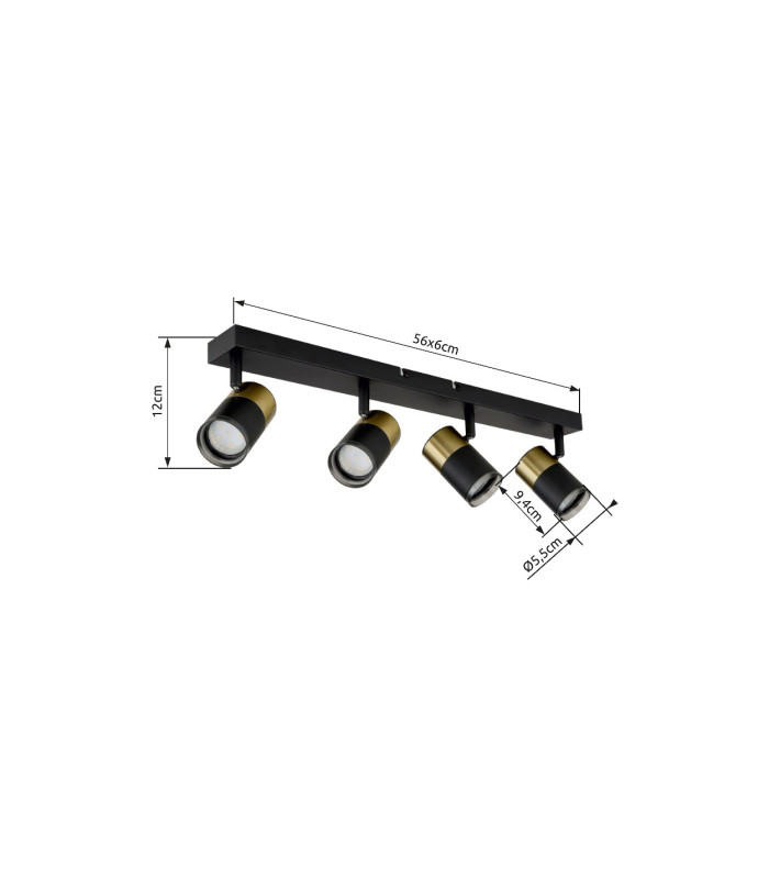 Brisbon Ceiling Spotlight Bar Matt Black 4x GU10-10