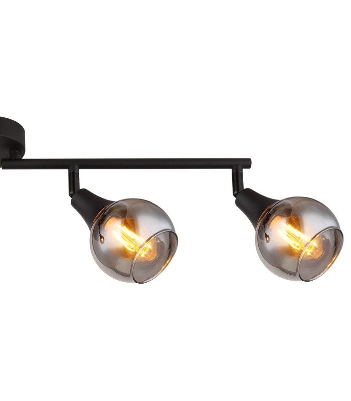 Glyptar Ceiling Spotlight Bar Matt Black Smoke Glass Shade 4x E14-5