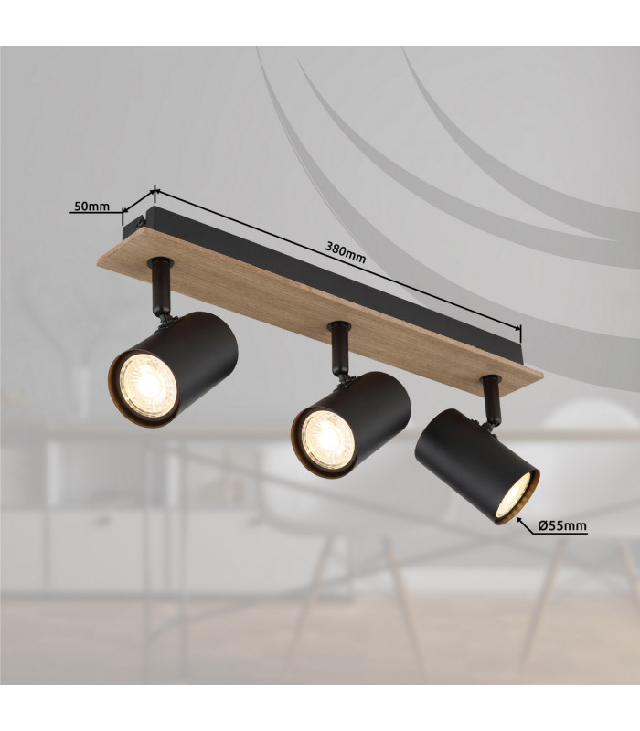 Linca Ceiling Spotlight Bar Matt Black 3x GU10-6