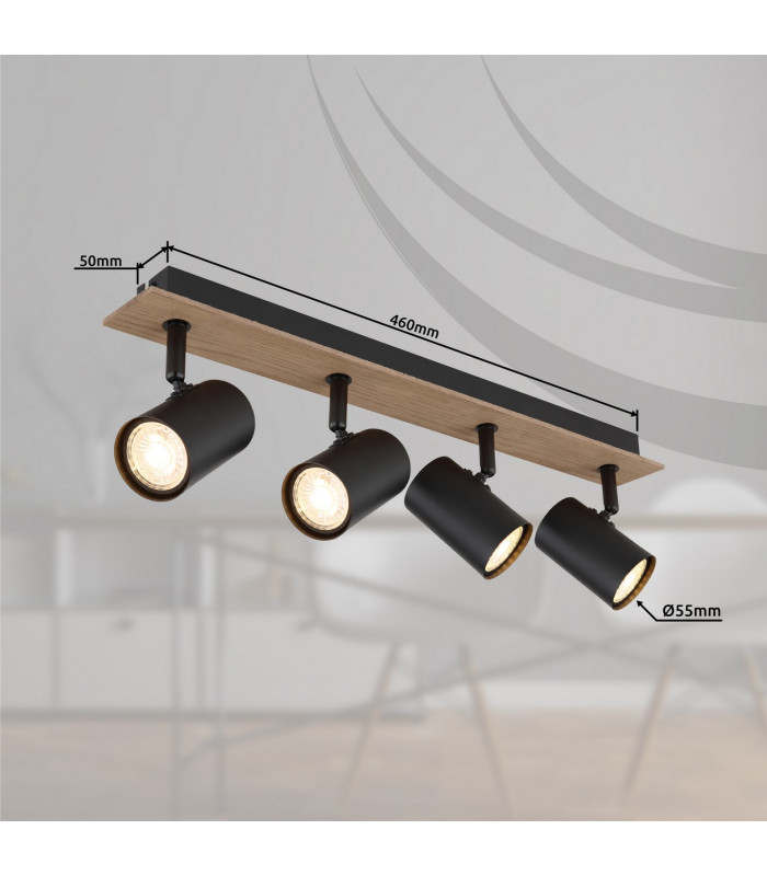 Linca Ceiling Spotlight Bar Matt Black 4x GU10-6