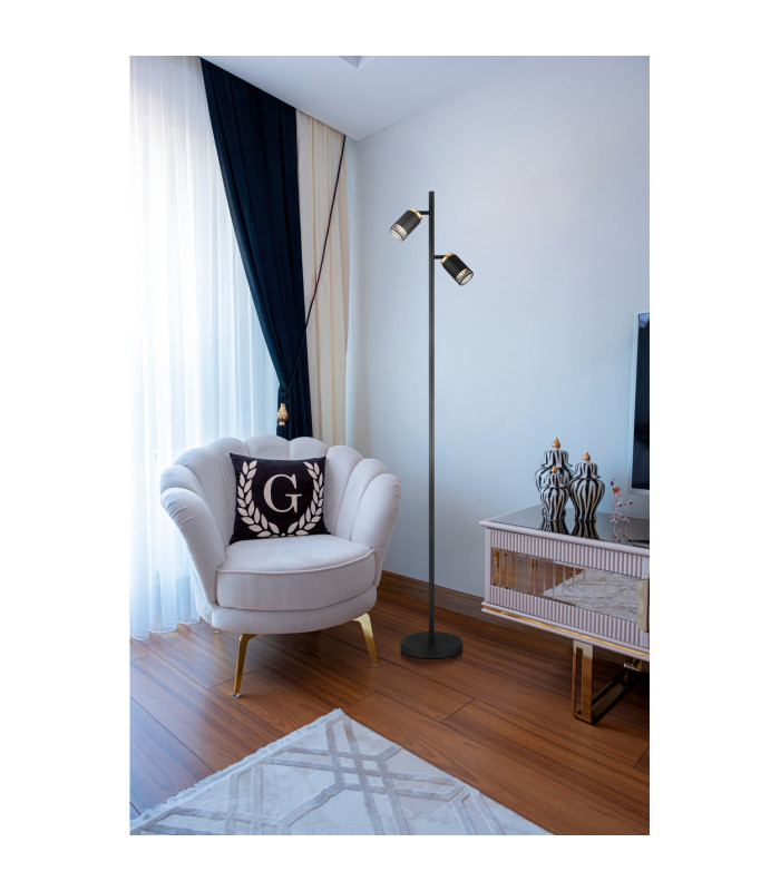 Korben Multi Arm Floor Lamp Matt Black 2x GU10-5