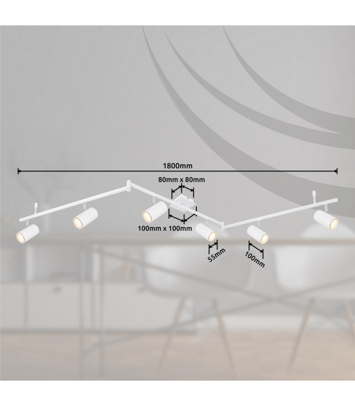Robby Ceiling Spotlight Bar White 6x GU10-9