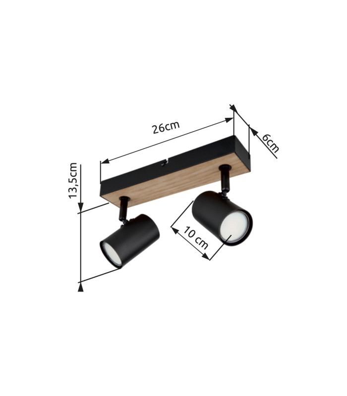 Robby Twin Ceiling Spotlight Matt Black 2x GU10-7