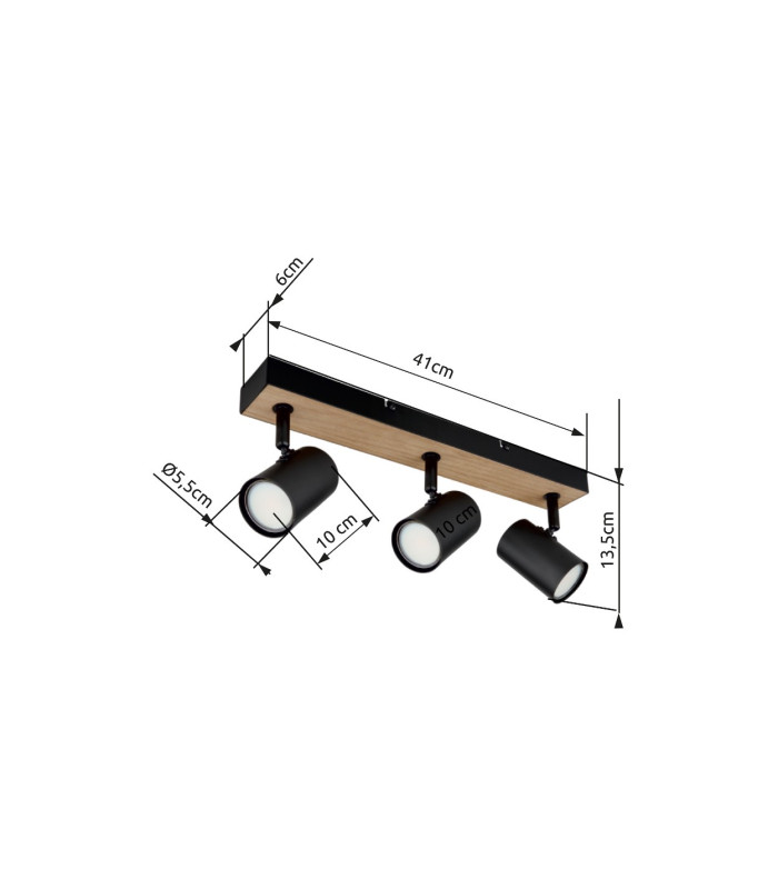 Robby Twin Ceiling Spotlight Matt Black 3x GU10-7