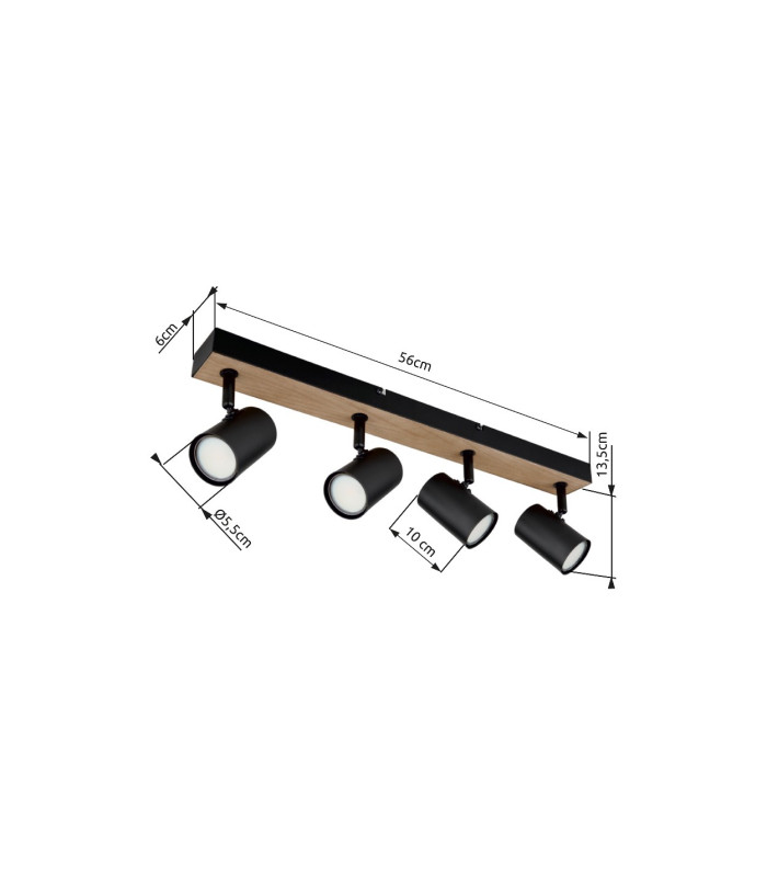 Robby Ceiling Spotlight Bar Matt Black 4x GU10-7
