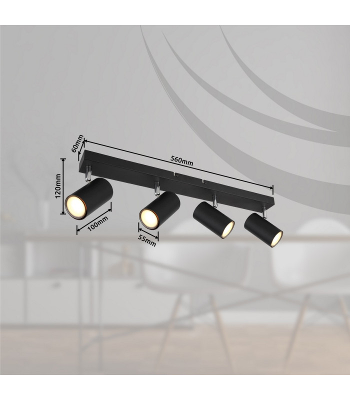 Robby Ceiling Spotlight Bar Matt Black 4x GU10-7