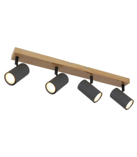 Robby Ceiling Spotlight Bar Wood Look 4x GU10-1