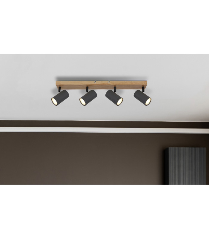 Robby Ceiling Spotlight Bar Wood Look 4x GU10-6