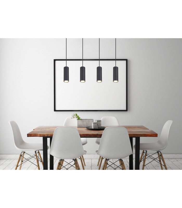 Robby Bar Pendant Ceiling Light Matt Black 4x GU10-5
