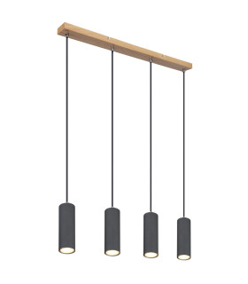 Robby Bar Pendant Ceiling Light Wood Look Dark 4x GU10-1