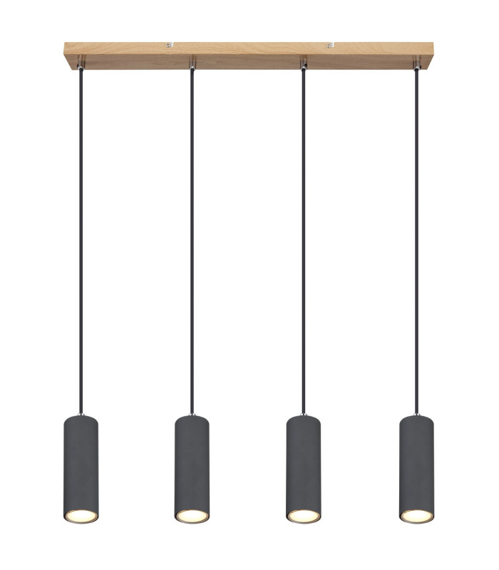 Robby Bar Pendant Ceiling Light Wood Look Dark 4x GU10-3