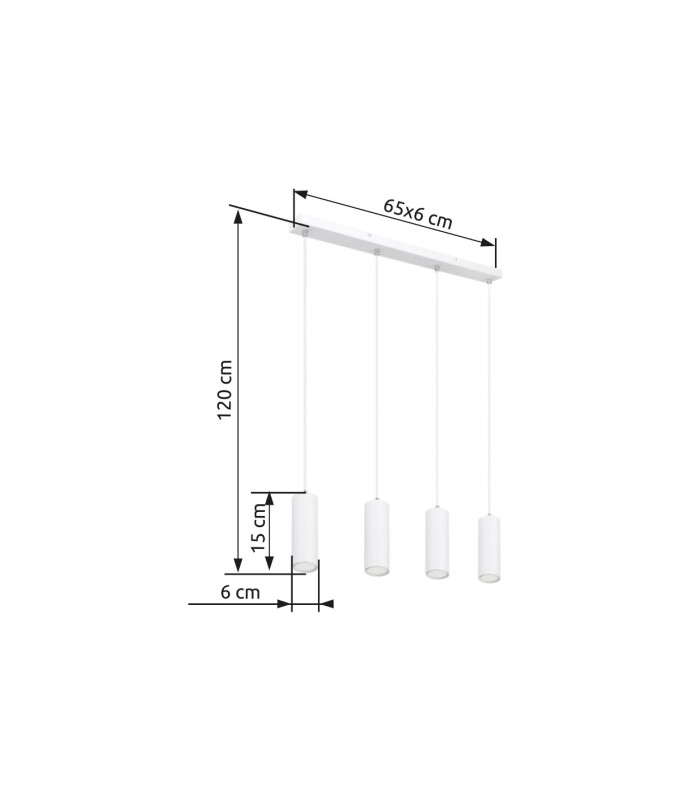 Robby Bar Pendant Ceiling Light White 4x GU10-6