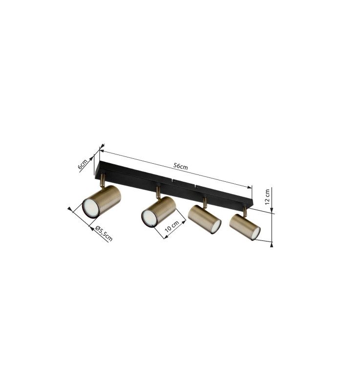 Robby Ceiling Spotlight Bar Matt Black Gold 4x GU10-7