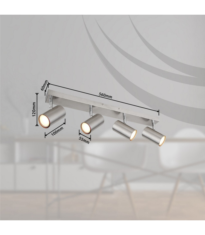 Robby Ceiling Spotlight Bar Nickel Matt 4x GU10-7