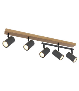 Robby Ceiling Spotlight Bar Wood Look 5x GU10-1
