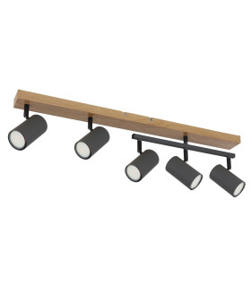 Robby Ceiling Spotlight Bar Wood Look 5x GU10-2