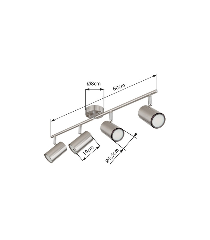 Allvi Ceiling Spotlight Bar Nickel Matt 4x GU10-7
