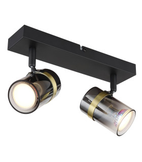 Trabby Twin Ceiling Spotlight Matt Black Smoke Glass Shade 2x GU10-1