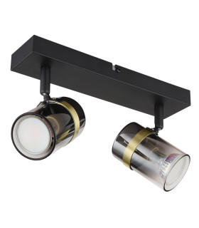 Trabby Twin Ceiling Spotlight Matt Black Smoke Glass Shade 2x GU10-2