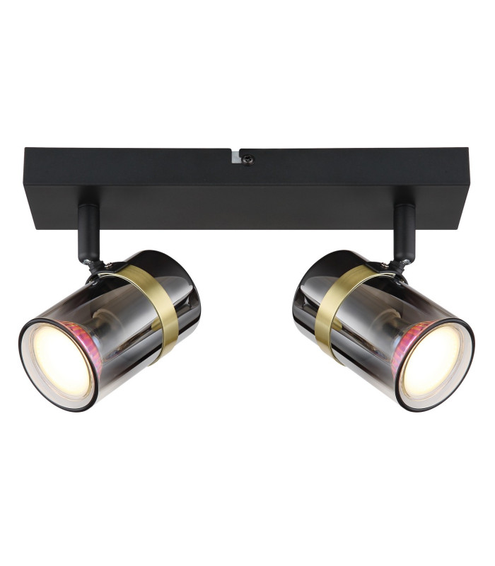 Trabby Twin Ceiling Spotlight Matt Black Smoke Glass Shade 2x GU10-3
