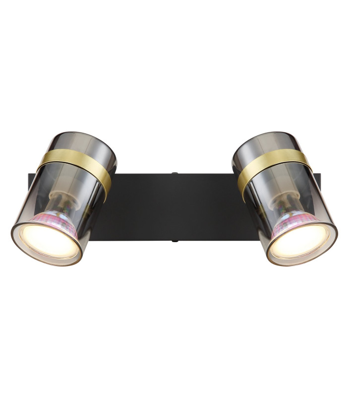 Trabby Twin Ceiling Spotlight Matt Black Smoke Glass Shade 2x GU10-4