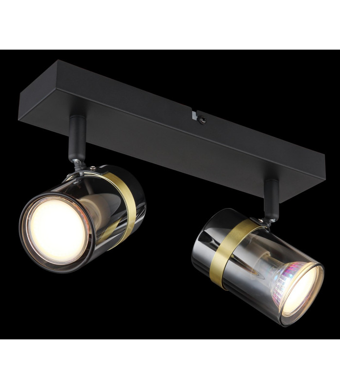 Trabby Twin Ceiling Spotlight Matt Black Smoke Glass Shade 2x GU10-5