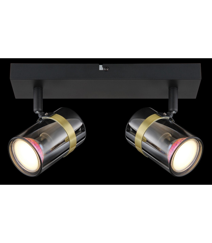 Trabby Twin Ceiling Spotlight Matt Black Smoke Glass Shade 2x GU10-6